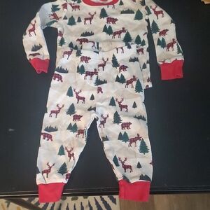 Place Red-Trim Holiday PJ Top with Moose Print